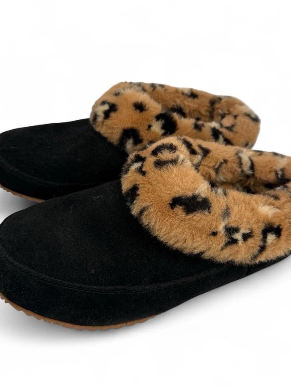 Sorel Black Leopard Slippers